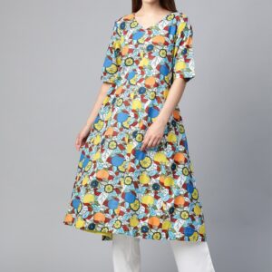 Sangria Women Multicoloured Printed Anarkali Kurta