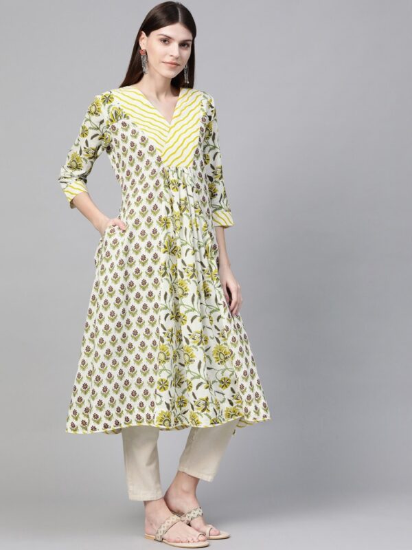 Sangria Women Off-White Printed Anarkali Kurta