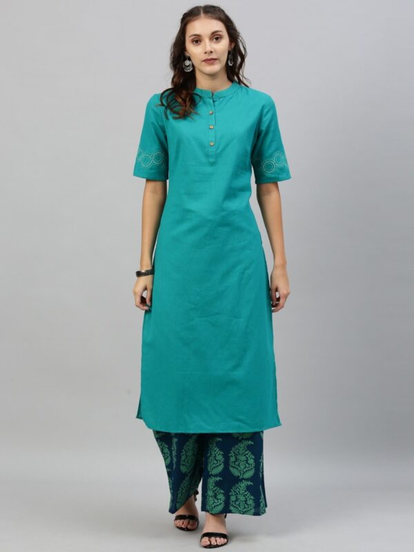 Anouk Women Solid Kurta with Palazzos