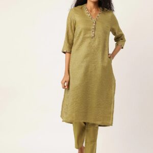 House of Pataudi Women Striped Kurta with Trousers