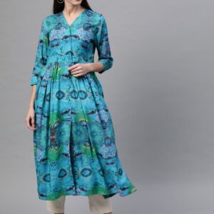 Sangria Women Tropical Print A-Line Kurta