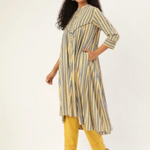 Sangria Women Chevron Printed Anarkali Kurta