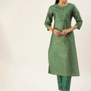 House of Pataudi Women Foil Printed Kurta with Trousers