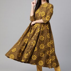 Sangria Women Block Print Anarkali Kurta