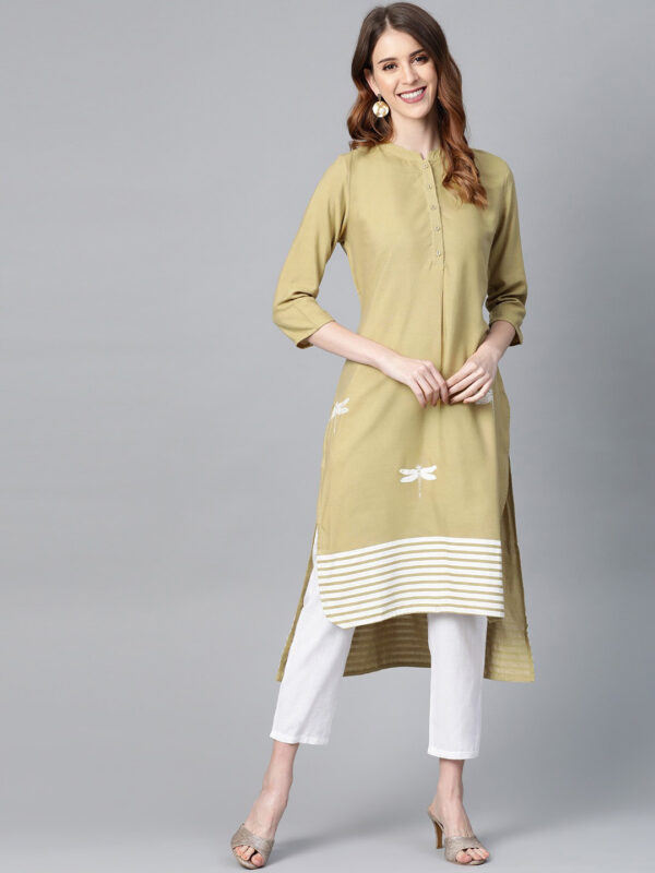 HERE&NOW Women Printed High-Low Straight Kurta