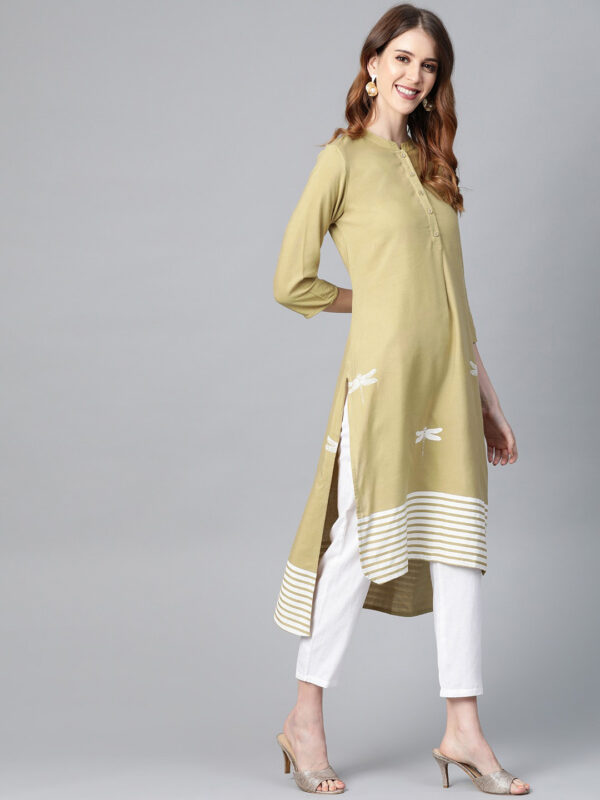 HERE&NOW Women Printed High-Low Straight Kurta