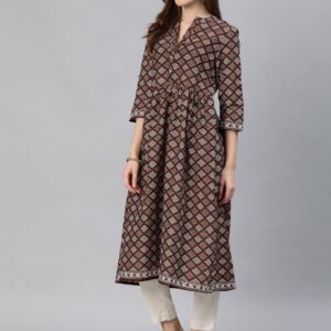 Anouk Women Printed Gathered A-Line Kurta