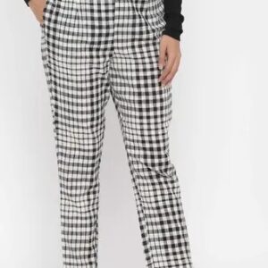 Juniper Womens Cotton Slub Checkered Straight Pants