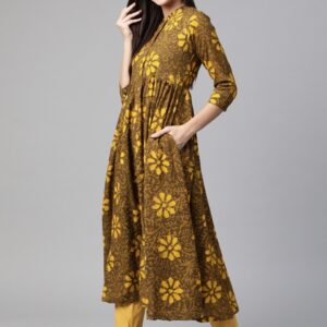 Sangria Women Block Print Anarkali Kurta