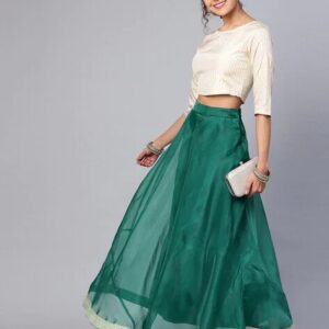 JUNIPER Maxi Flared Skirt with Contrast Hemline