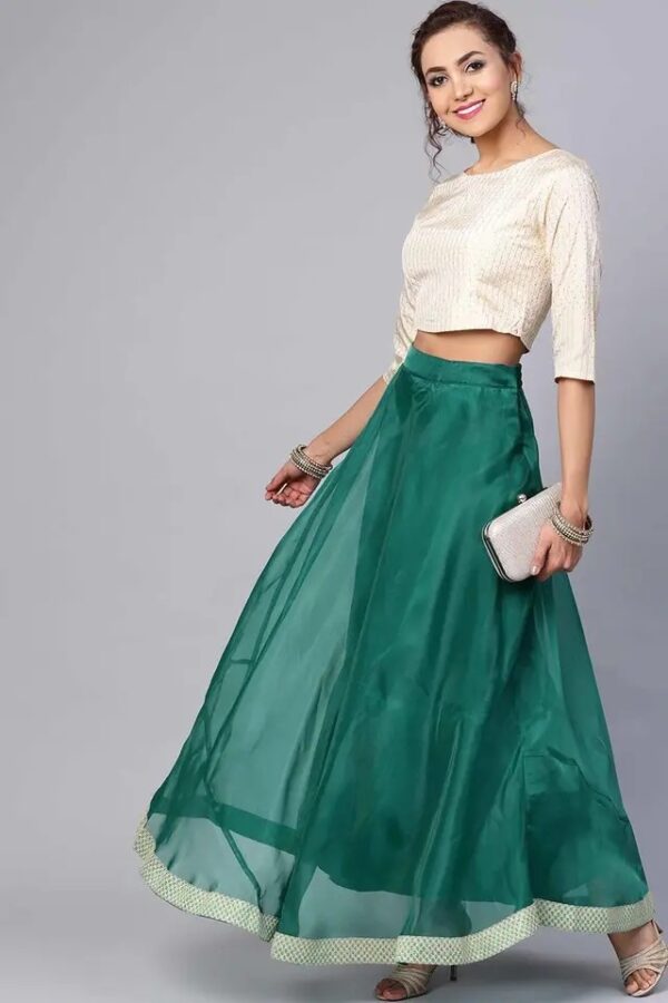 JUNIPER Maxi Flared Skirt with Contrast Hemline