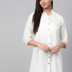 Sangria Women Off White Solid Tunic