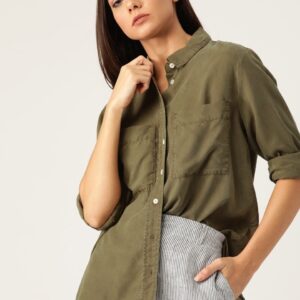 MANGO Women Regular Fit Solid Casual Shirt