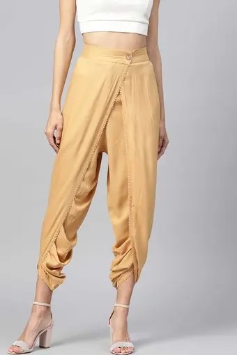 Juniper Womens Rayon Solid Dhoti Pant With Lace Detailing