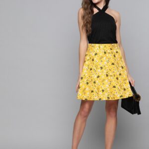 HERE&NOW Women Printed Flared Mini A-Line Skirt