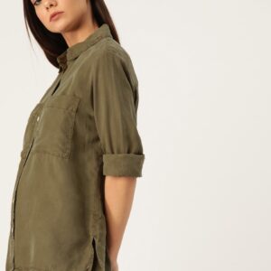 MANGO Women Regular Fit Solid Casual Shirt