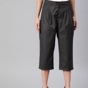 HERE&NOW Women  Regular Fit Solid Regular Three-Fourth Trousers