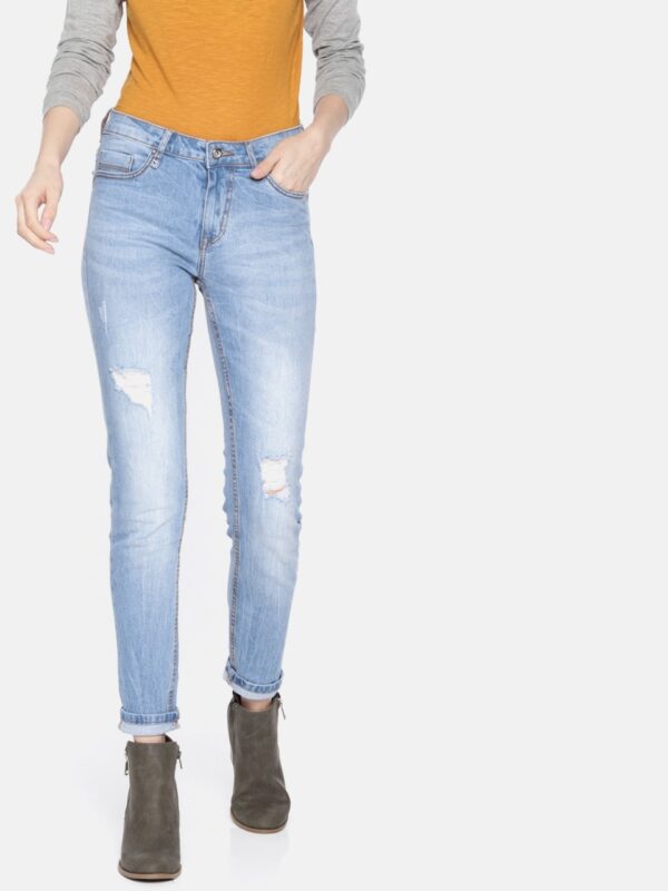 Roadster Women  Skinny Fit Mid-Rise Mildly Distressed Stretchable Jeans