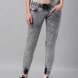 HERE&NOW Women Jogger Fit Mid-Rise Clean Look Stretchable Cropped Jeans