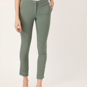 MANGO Women Skinny Fit Solid Regular Trousers