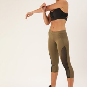 DressBerry Women  Solid 3/4th Tights With Mesh Detailing