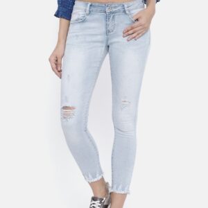 Deal Jeans Women Skinny Fit Mid-Rise Stretchable Cropped Jeans