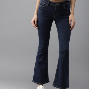 HERE&NOW Women Flared Fit High-Rise Clean Look Stretchable Jeans