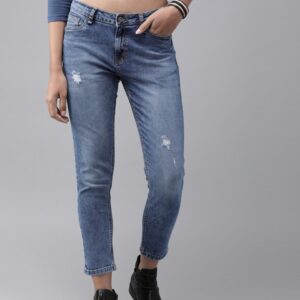 Roadster Women Skinny Fit Mid-Rise Clean Look Stretchable Cropped Jeans