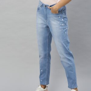 Mast & Harbour Women Boyfriend Fit Mid-Rise Clean Look Stretchable Jeans