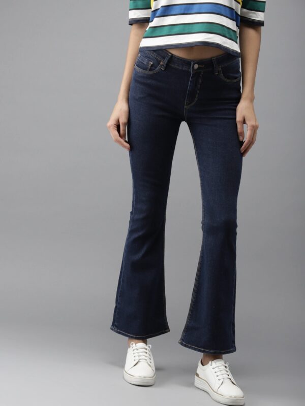 HERE&NOW Women Flared Fit High-Rise Clean Look Stretchable Jeans