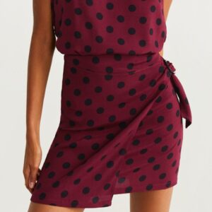 MANGO Polka Dot Print Mini Wrap Skirt