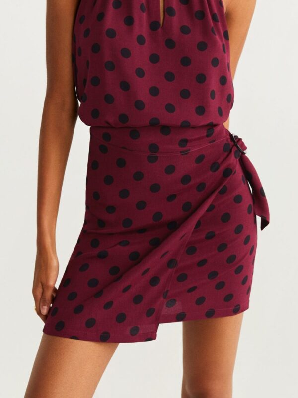 MANGO Polka Dot Print Mini Wrap Skirt