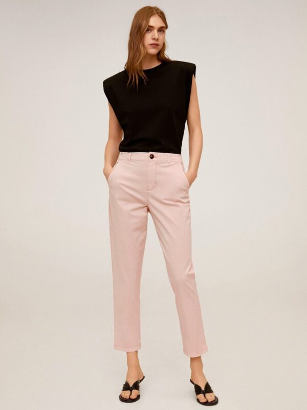 MANGO Women Regular Fit Solid Regular Cropped Trousers