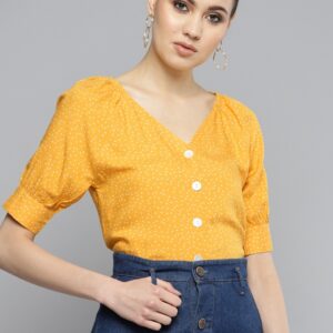 Marie Claire Women Yellow Printed Top