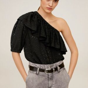 Women Ruffle Asymmetric Blouse Top