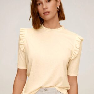 MANGO Women Self Design Ruffled Top