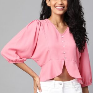 Mast & Harbour Women Pink Solid Top