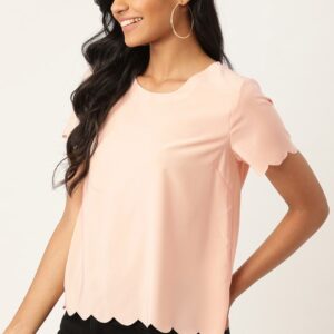 DressBerry Women Peach-Coloured Solid Top