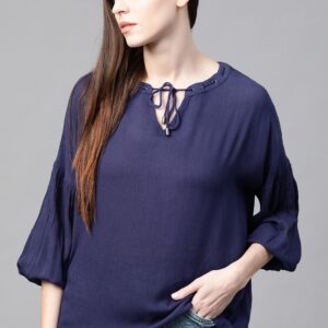 Roadster Women Navy Blue Solid Top