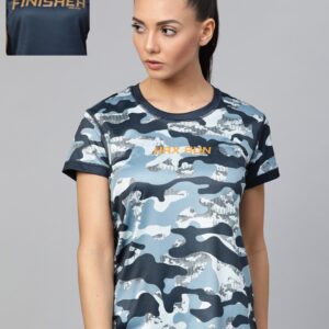 HRX by Hrithik Roshan Women Anthtacite Reversible, Camo Rapid-Dry Running Tshirts