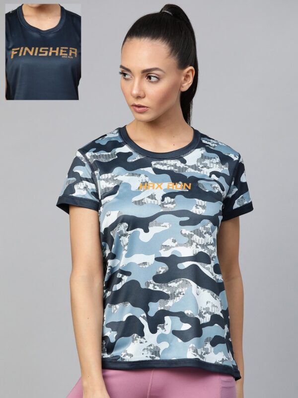 HRX by Hrithik Roshan Women Anthtacite Reversible, Camo Rapid-Dry Running Tshirts