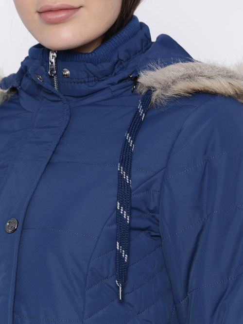 Fort Collins Women Blue Solid Parka