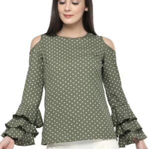 plusS Women Cold-Shoulder Printed Top