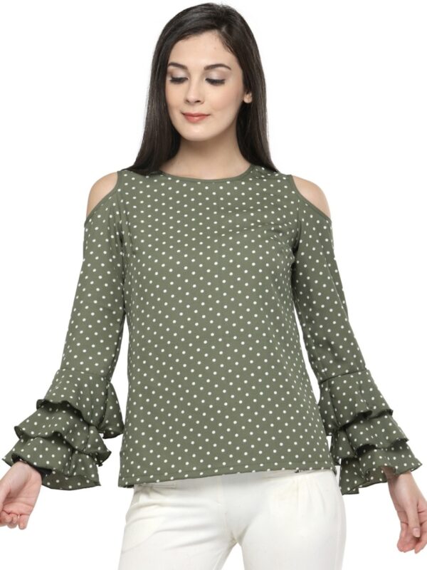 plusS Women Cold-Shoulder Printed Top