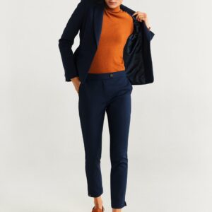 MANGO Women Regular Fit Solid Sustainable Trousers