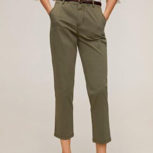 MANGO Women Regular Fit Solid Cropped Trousers