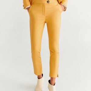 MANGO Women Solid Cropped Regular Sustainable Trousers