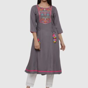 Juniper Juniper Embroidered A Line Kurta