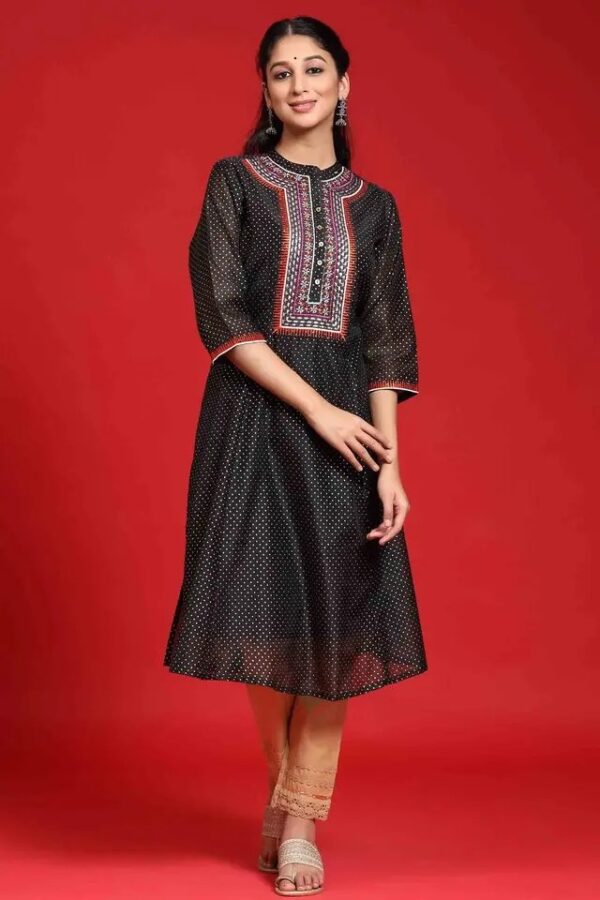 Juniper Embroidered Round Neck Straight Fit Womens Kurta