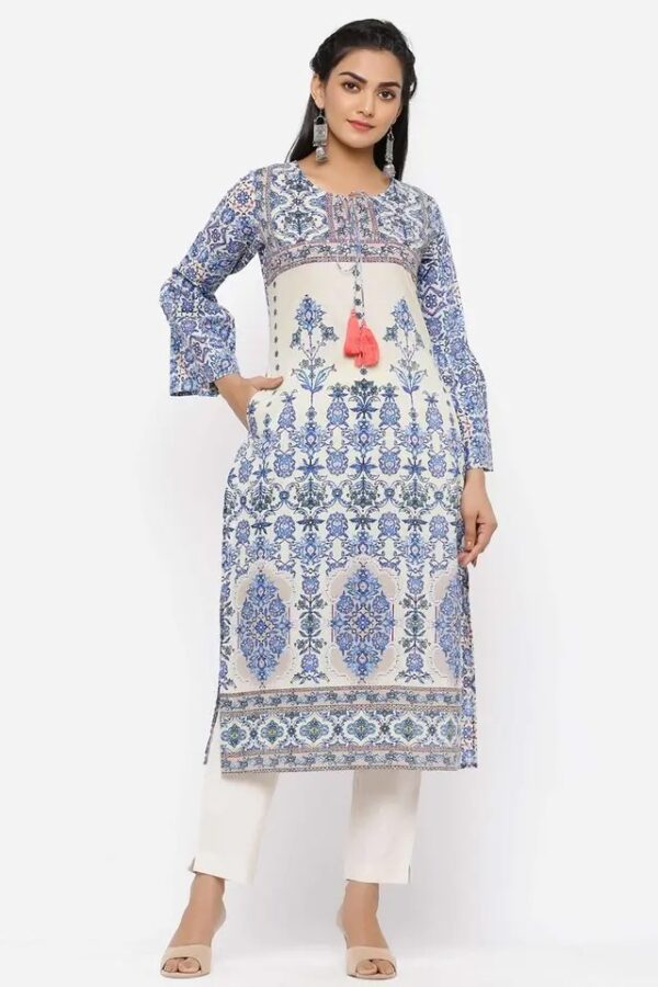 Juniper Womens Cambric Placement Print Straight Kurta